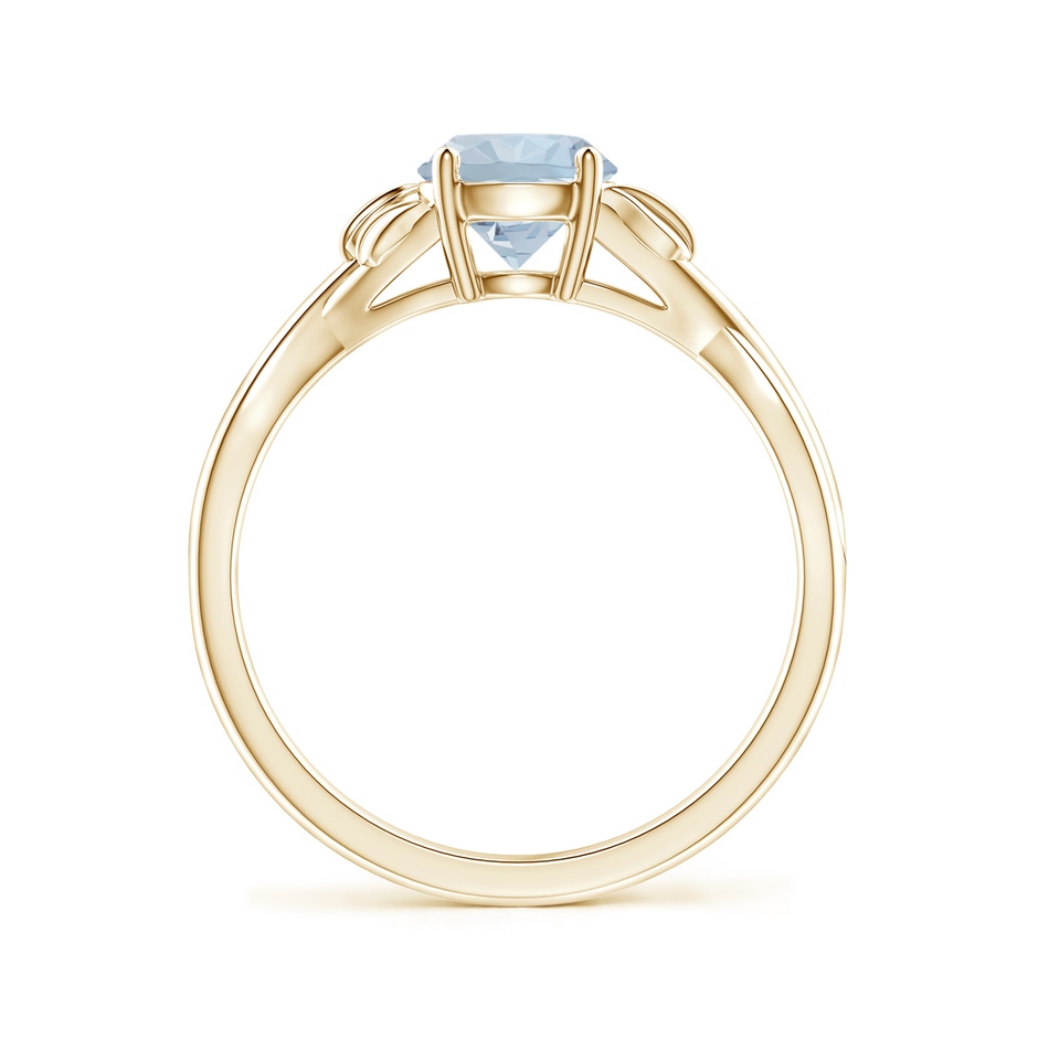 6mm A Nature Inspired Aquamarine Crossover Ring with Leaf Motifs in Yellow Gold side 199
