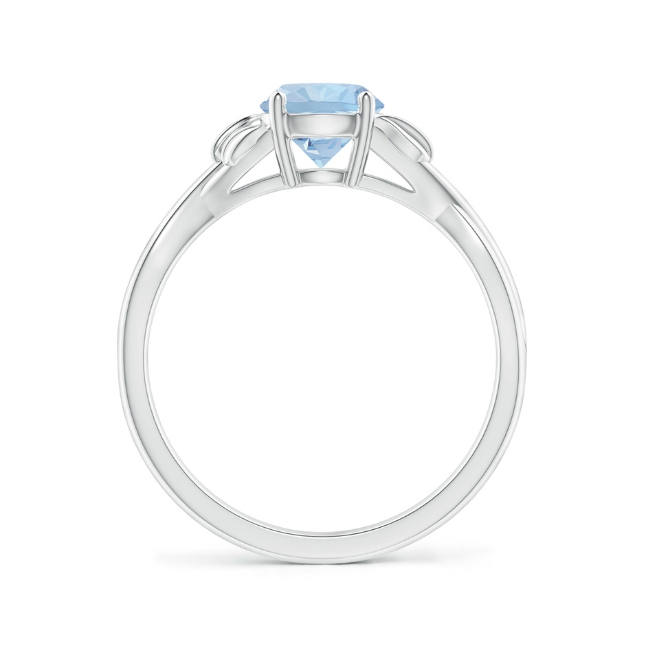6mm AA Nature Inspired Aquamarine Crossover Ring with Leaf Motifs in 9K White Gold side 199