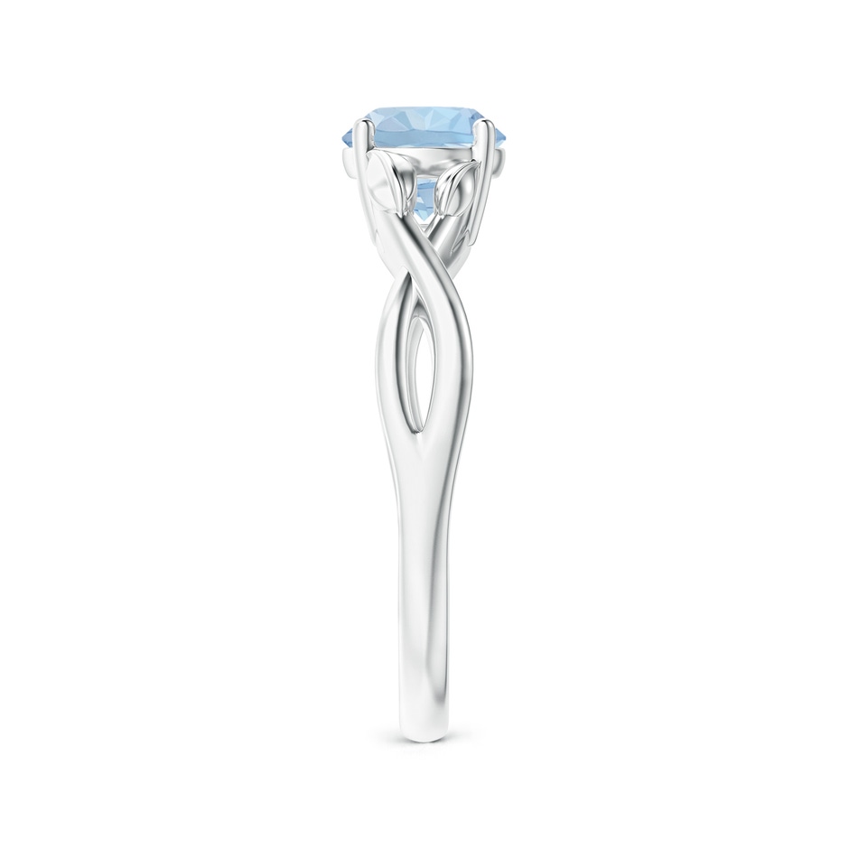 6mm AA Nature Inspired Aquamarine Crossover Ring with Leaf Motifs in 9K White Gold side 299