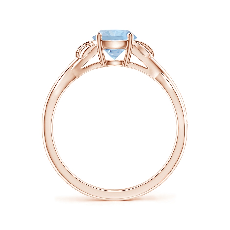 6mm AA Nature Inspired Aquamarine Crossover Ring with Leaf Motifs in Rose Gold side 199
