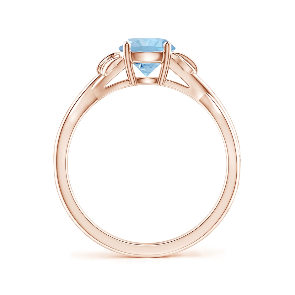 6mm AAA Nature Inspired Aquamarine Crossover Ring with Leaf Motifs in Rose Gold side 199
