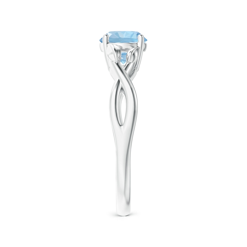 6mm AAA Nature Inspired Aquamarine Crossover Ring with Leaf Motifs in White Gold side 299