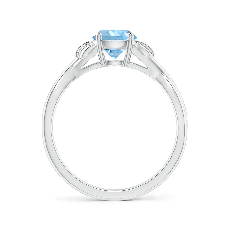 6mm AAAA Nature Inspired Aquamarine Crossover Ring with Leaf Motifs in P950 Platinum side 199