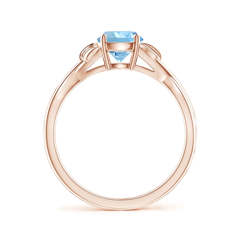 6mm AAAA Nature Inspired Aquamarine Crossover Ring with Leaf Motifs in Rose Gold side 199