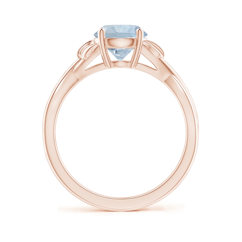 7mm A Nature Inspired Aquamarine Crossover Ring with Leaf Motifs in Rose Gold side 199