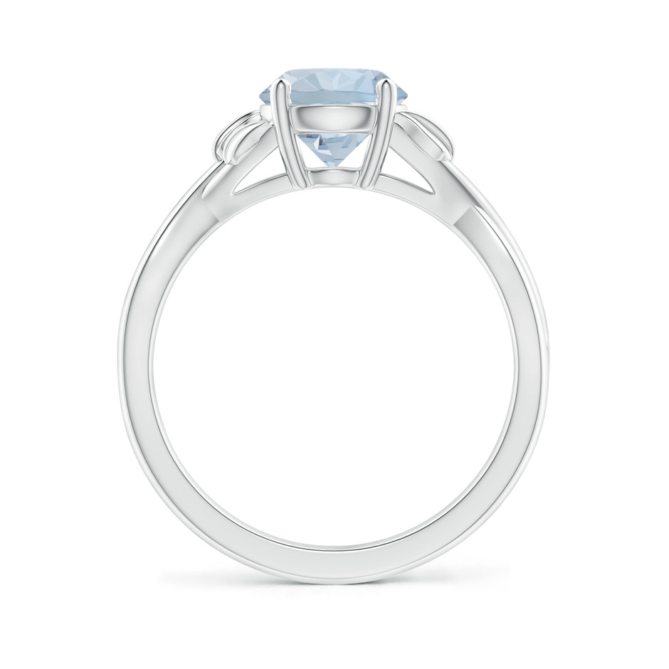 7mm A Nature Inspired Aquamarine Crossover Ring with Leaf Motifs in White Gold side 199