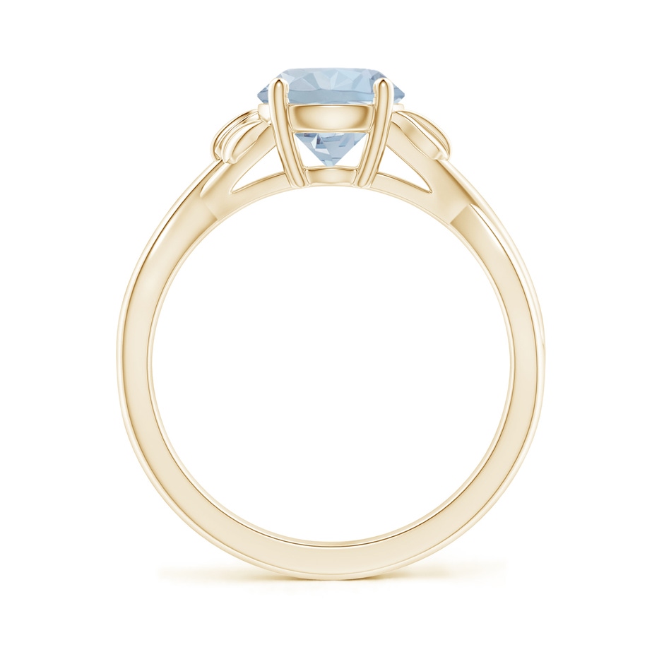 7mm A Nature Inspired Aquamarine Crossover Ring with Leaf Motifs in Yellow Gold side 199