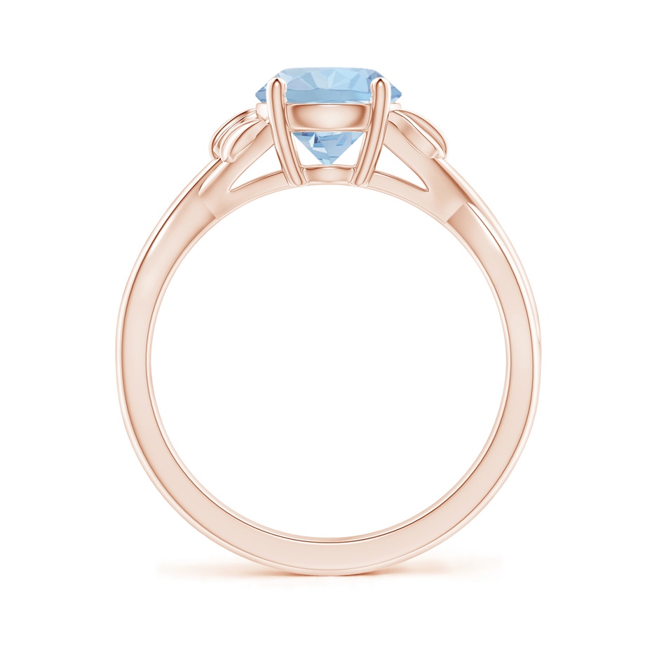 7mm AA Nature Inspired Aquamarine Crossover Ring with Leaf Motifs in Rose Gold side 199