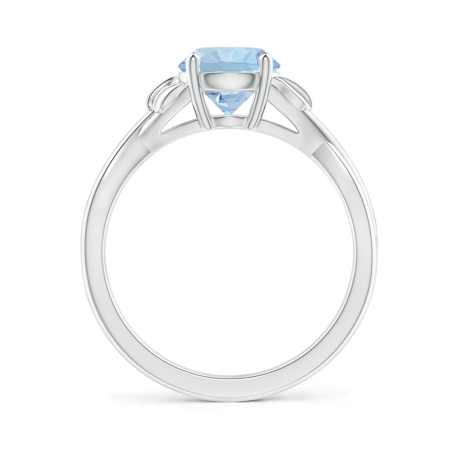 7mm AA Nature Inspired Aquamarine Crossover Ring with Leaf Motifs in White Gold side 199