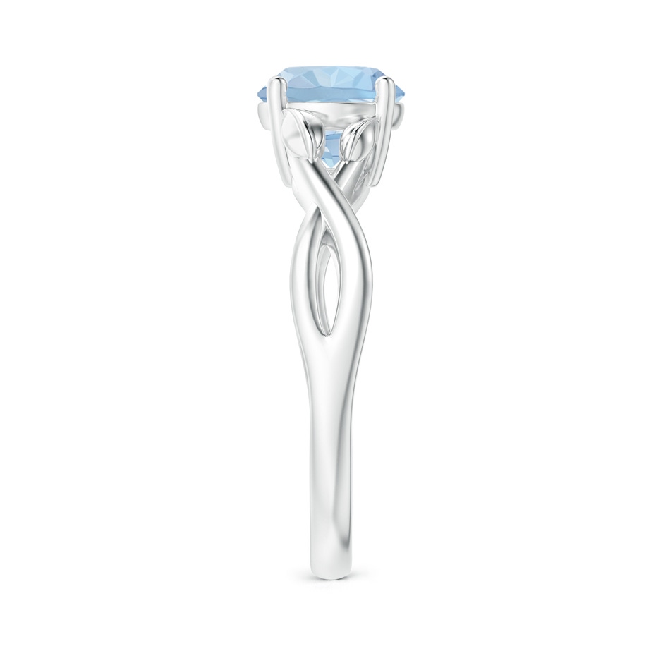 7mm AA Nature Inspired Aquamarine Crossover Ring with Leaf Motifs in White Gold side 299