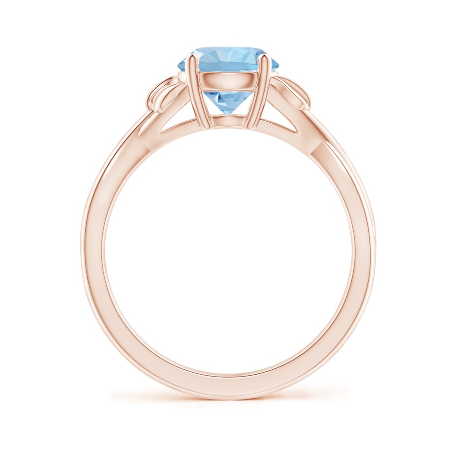 7mm AAA Nature Inspired Aquamarine Crossover Ring with Leaf Motifs in Rose Gold side 199