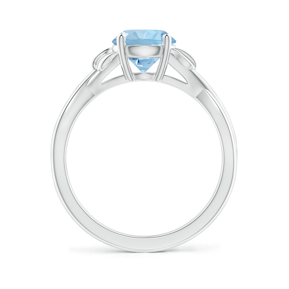 7mm AAA Nature Inspired Aquamarine Crossover Ring with Leaf Motifs in White Gold side 199