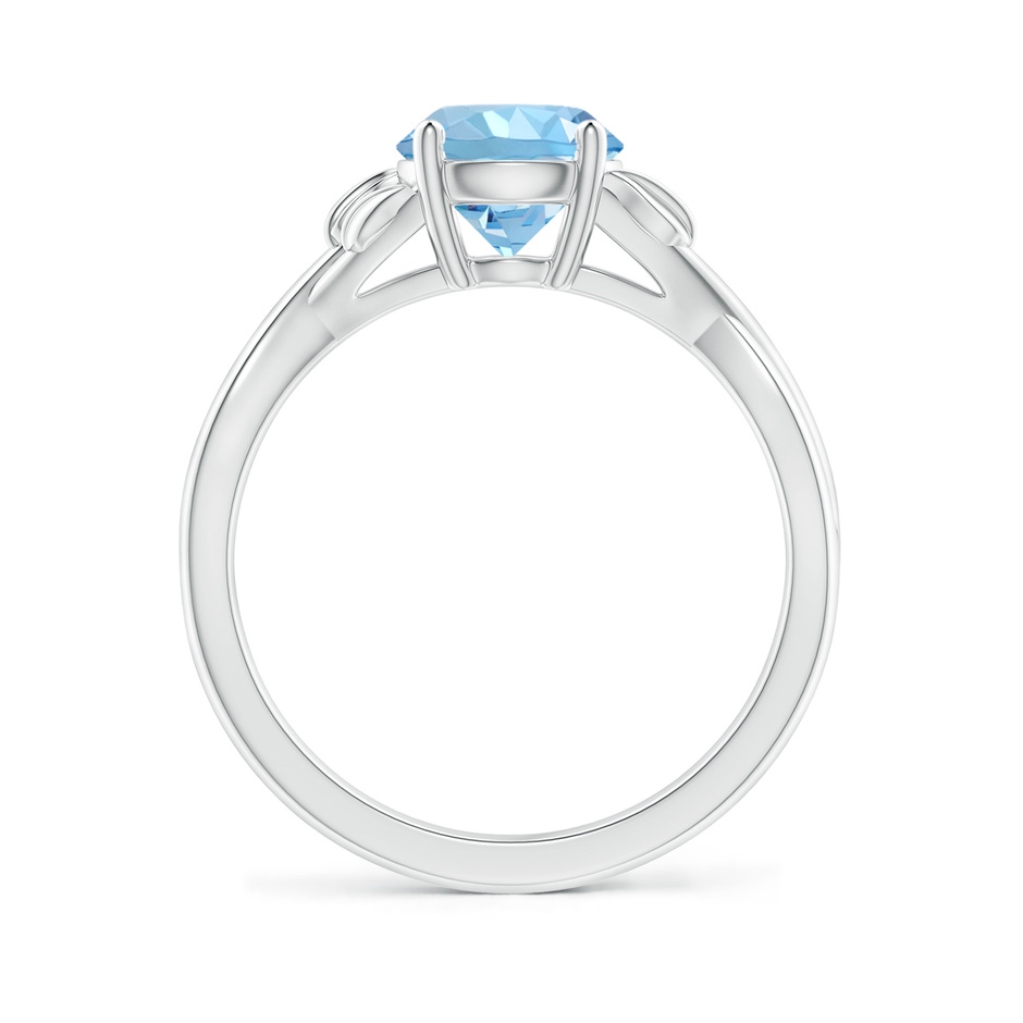 7mm AAAA Nature Inspired Aquamarine Crossover Ring with Leaf Motifs in P950 Platinum side 199