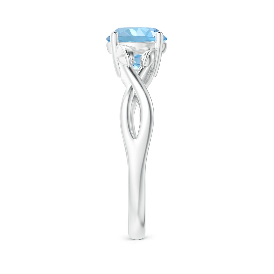 7mm AAAA Nature Inspired Aquamarine Crossover Ring with Leaf Motifs in P950 Platinum side 299
