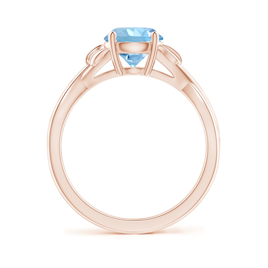 7mm AAAA Nature Inspired Aquamarine Crossover Ring with Leaf Motifs in Rose Gold side 199