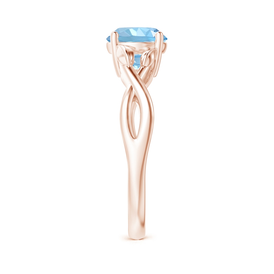 7mm AAAA Nature Inspired Aquamarine Crossover Ring with Leaf Motifs in Rose Gold side 299