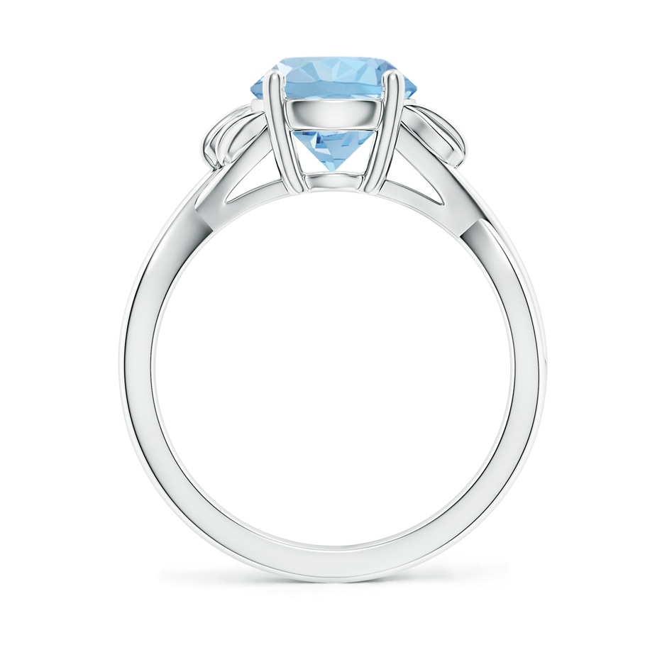 8mm AAA Nature Inspired Aquamarine Crossover Ring with Leaf Motifs in 18K White Gold side 199