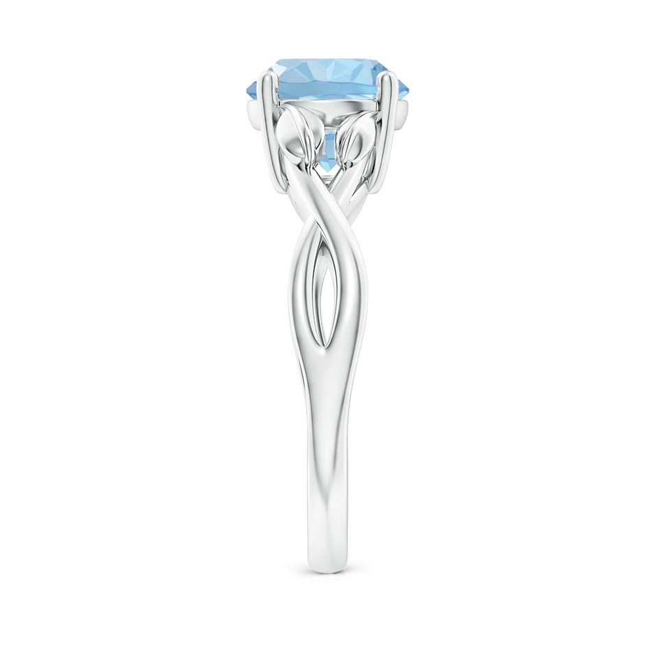 8mm AAA Nature Inspired Aquamarine Crossover Ring with Leaf Motifs in 18K White Gold side 299