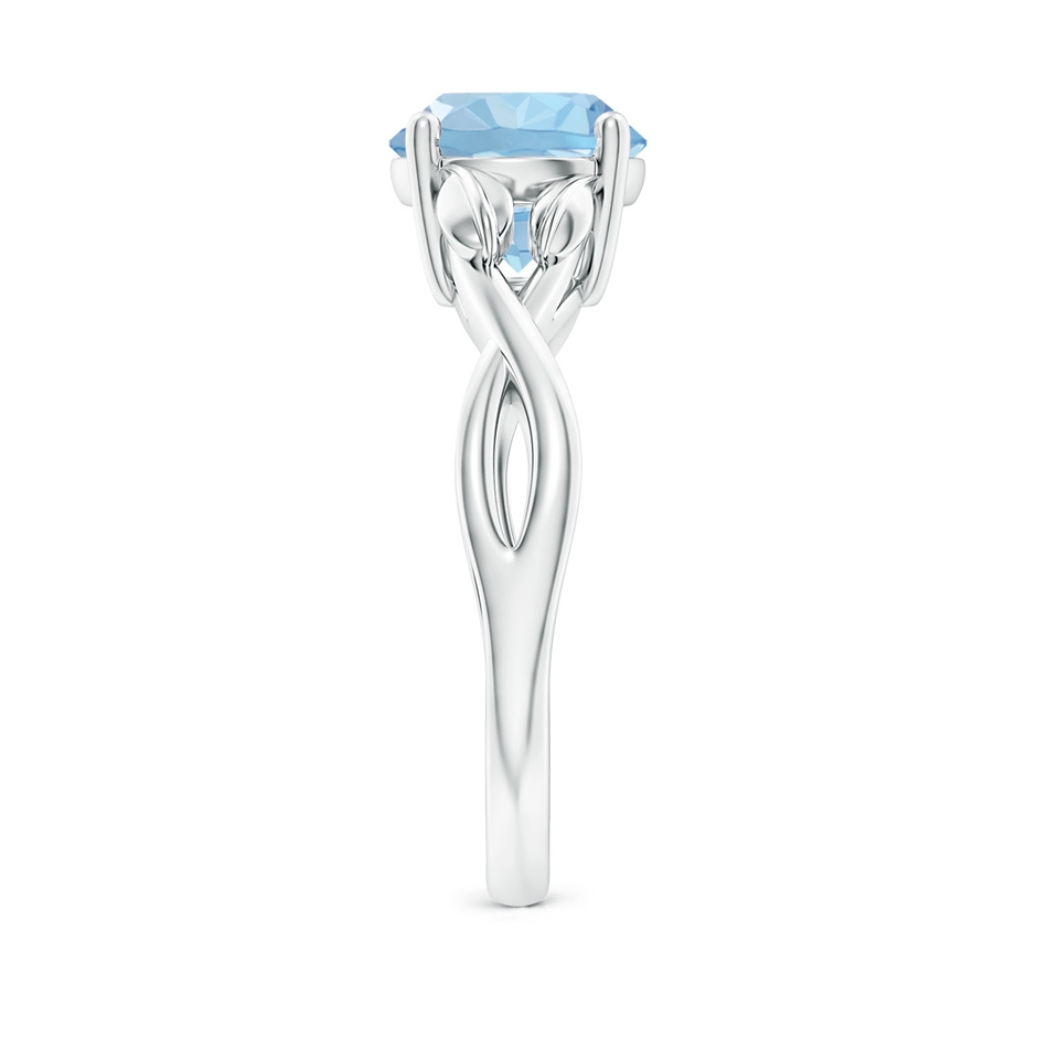 8mm AAA Nature Inspired Aquamarine Crossover Ring with Leaf Motifs in P950 Platinum side 299