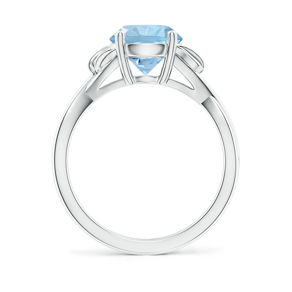 8mm AAA Nature Inspired Aquamarine Crossover Ring with Leaf Motifs in White Gold side 199