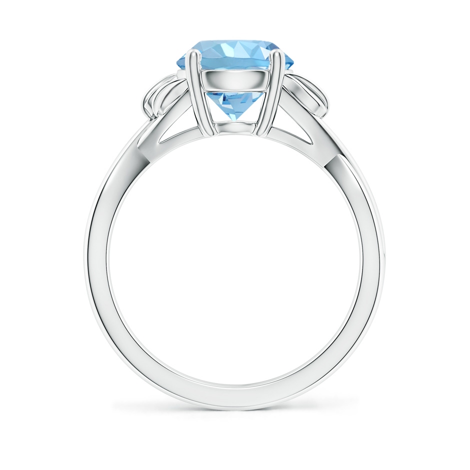 8mm AAAA Nature Inspired Aquamarine Crossover Ring with Leaf Motifs in P950 Platinum side 199