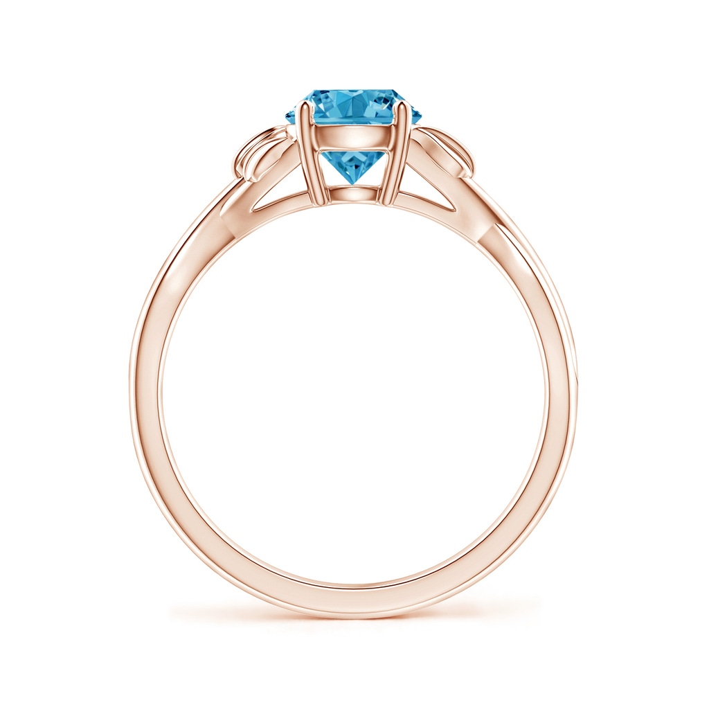 6.4mm AAAA Nature Inspired Fancy Intense Blue Diamond Crossover Ring with Leaf Motifs in Rose Gold - side 199