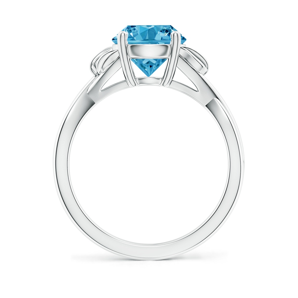 8.1mm AAAA Nature Inspired Fancy Intense Blue Diamond Crossover Ring with Leaf Motifs in White Gold - side 199