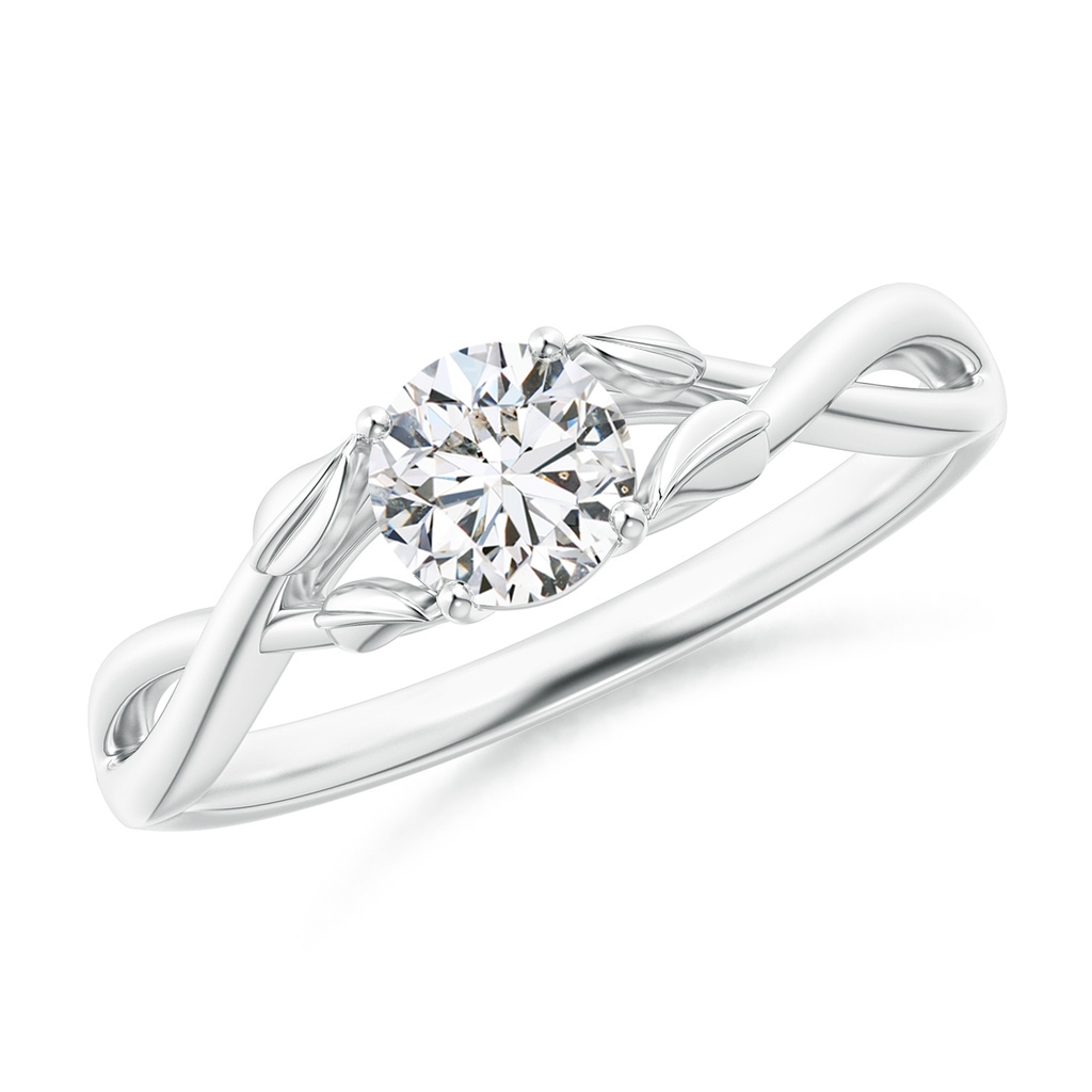 5.1mm HSI2 Nature Inspired Diamond Crossover Ring with Leaf Motifs in P950 Platinum