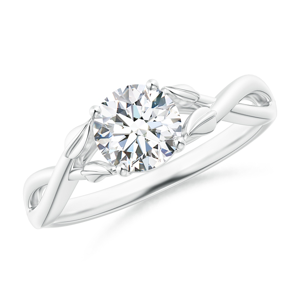 6.4mm GVS2 Nature Inspired Diamond Crossover Ring with Leaf Motifs in White Gold