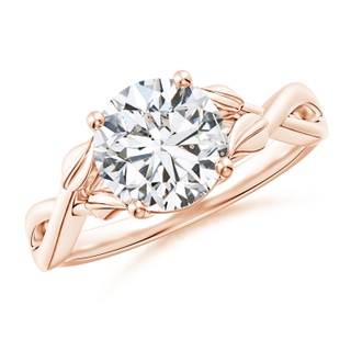8.1mm HSI2 Nature Inspired Diamond Crossover Ring with Leaf Motifs in Rose Gold