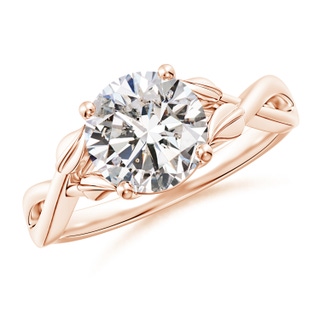 8.1mm IJI1I2 Nature Inspired Diamond Crossover Ring with Leaf Motifs in 9K Rose Gold