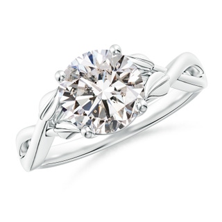 8.1mm IJI1I2 Nature Inspired Diamond Crossover Ring with Leaf Motifs in P950 Platinum