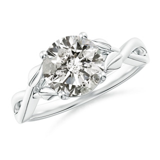 8.1mm KI3 Nature Inspired Diamond Crossover Ring with Leaf Motifs in P950 Platinum