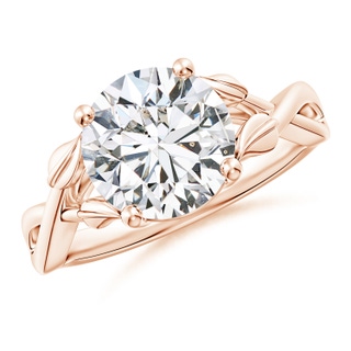 9.2mm HSI2 Nature Inspired Diamond Crossover Ring with Leaf Motifs in Rose Gold