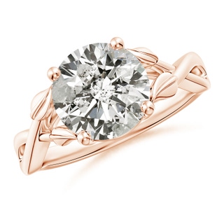 9.2mm KI3 Nature Inspired Diamond Crossover Ring with Leaf Motifs in 9K Rose Gold