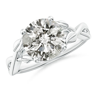 9.2mm KI3 Nature Inspired Diamond Crossover Ring with Leaf Motifs in P950 Platinum