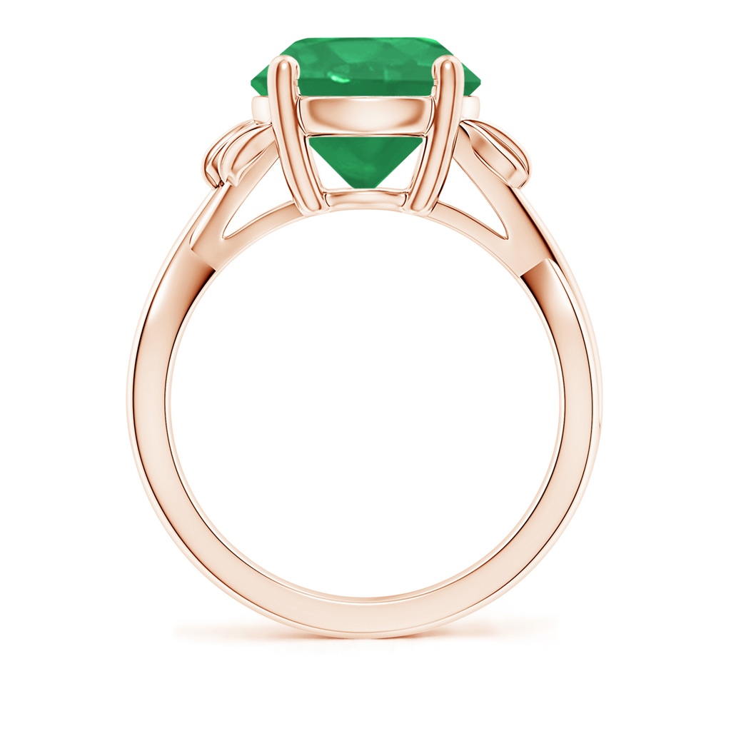 10mm A Nature Inspired Emerald Crossover Ring with Leaf Motifs in Rose Gold Side 199