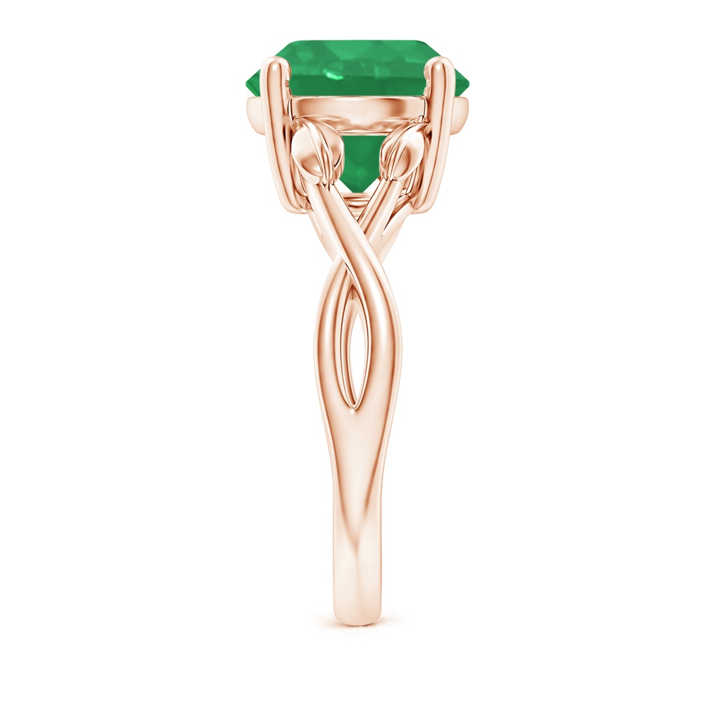10mm A Nature Inspired Emerald Crossover Ring with Leaf Motifs in Rose Gold Side 299