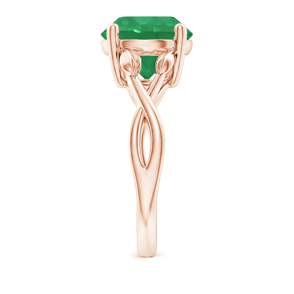 10mm A Nature Inspired Emerald Crossover Ring with Leaf Motifs in Rose Gold side 299