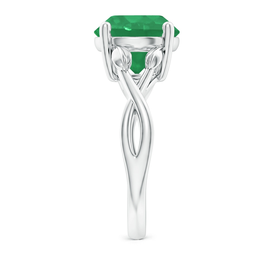 10mm A Nature Inspired Emerald Crossover Ring with Leaf Motifs in White Gold side 299