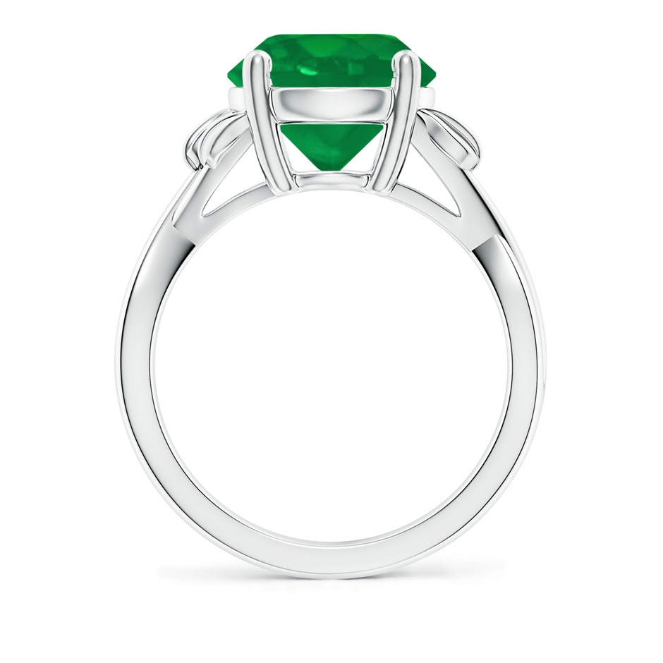 10mm AA Nature Inspired Emerald Crossover Ring with Leaf Motifs in P950 Platinum side 199