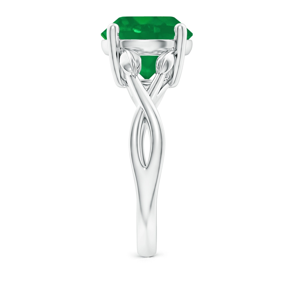 10mm AA Nature Inspired Emerald Crossover Ring with Leaf Motifs in P950 Platinum side 299