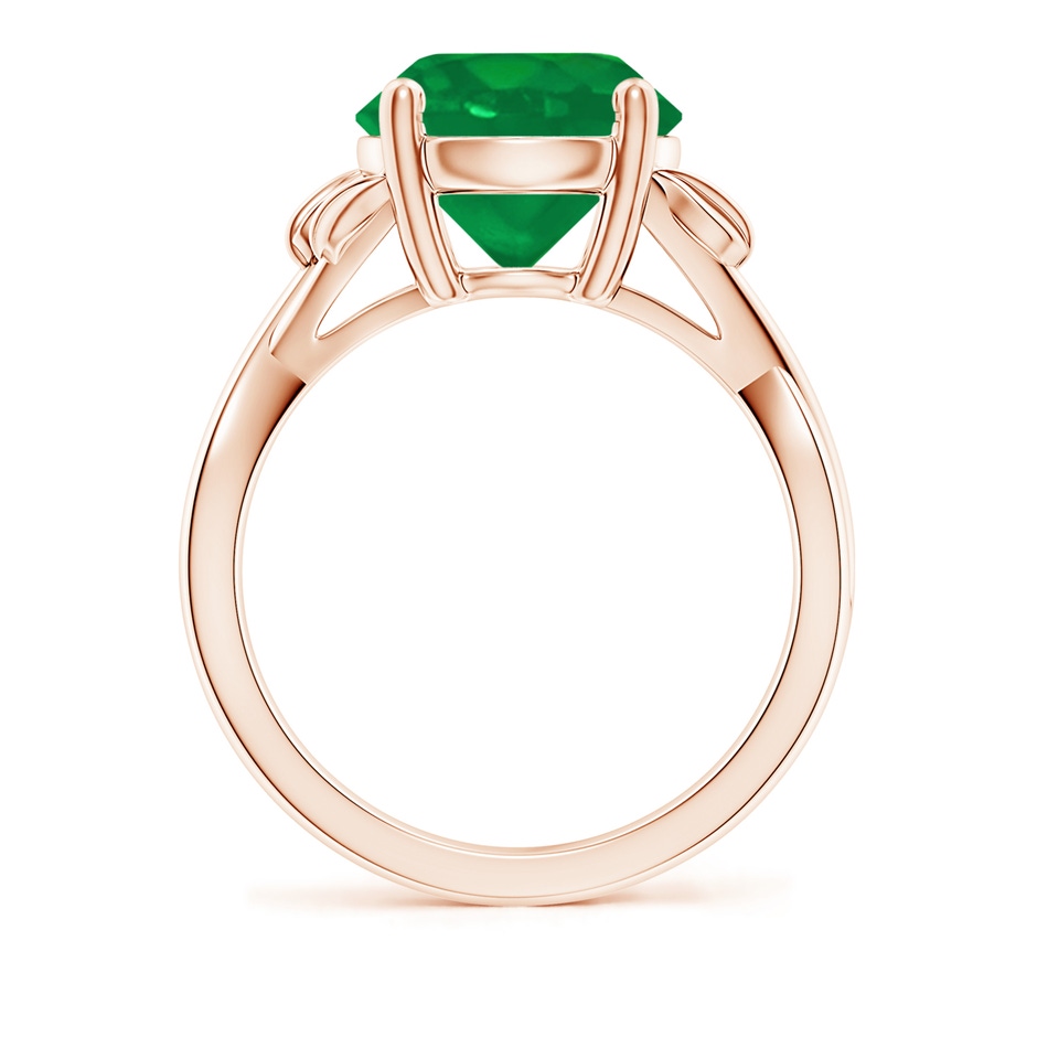 10mm AA Nature Inspired Emerald Crossover Ring with Leaf Motifs in Rose Gold side 199
