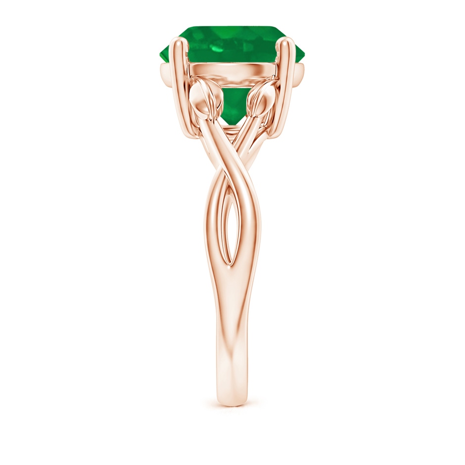 10mm AA Nature Inspired Emerald Crossover Ring with Leaf Motifs in Rose Gold side 299