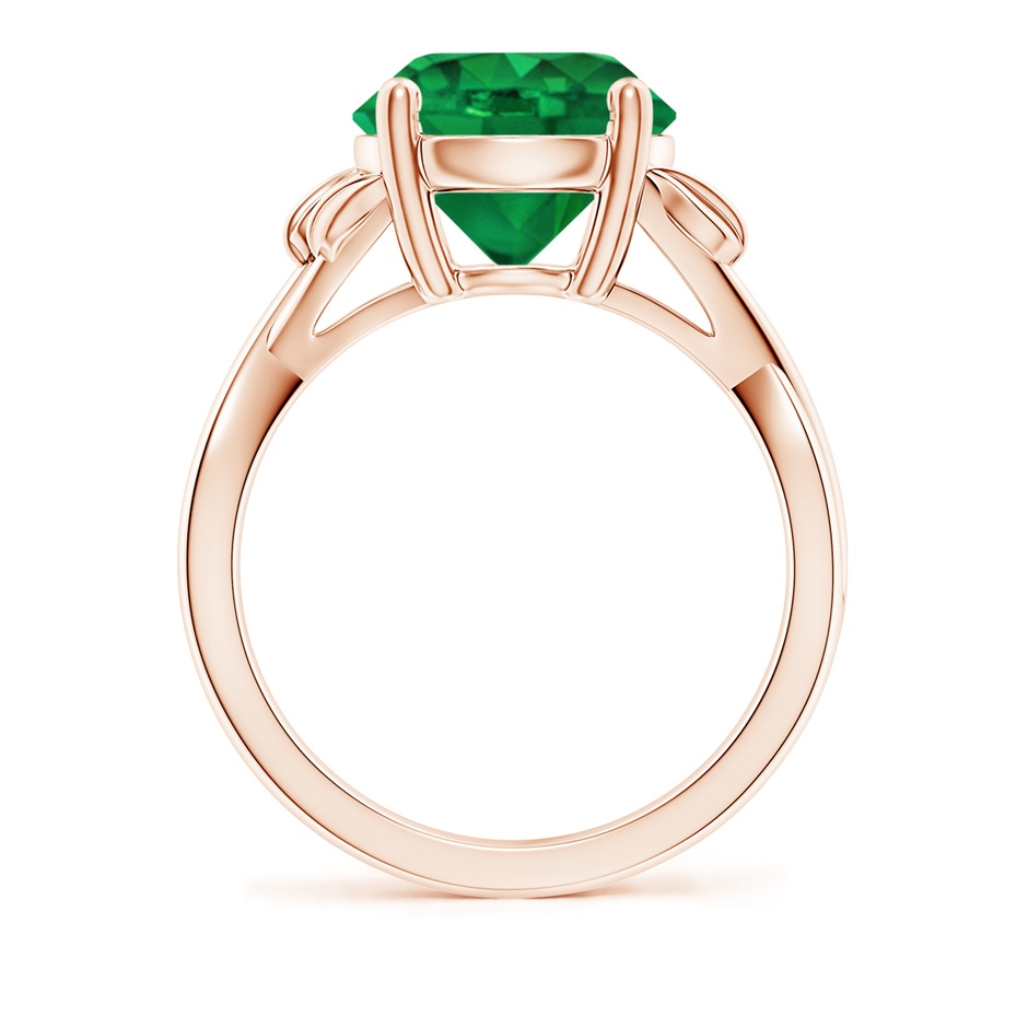 10mm AAA Nature Inspired Emerald Crossover Ring with Leaf Motifs in Rose Gold side 199