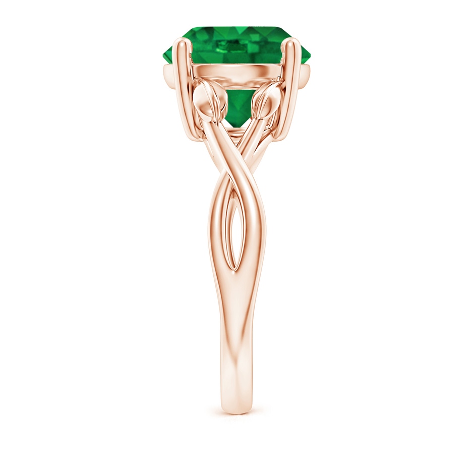 10mm AAA Nature Inspired Emerald Crossover Ring with Leaf Motifs in Rose Gold side 299