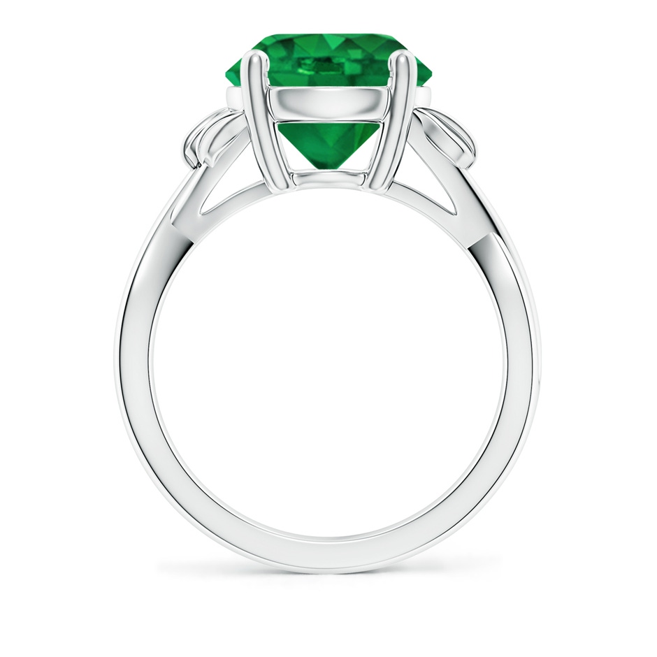 10mm AAA Nature Inspired Emerald Crossover Ring with Leaf Motifs in White Gold side 199