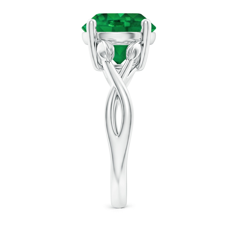 10mm AAA Nature Inspired Emerald Crossover Ring with Leaf Motifs in White Gold side 299