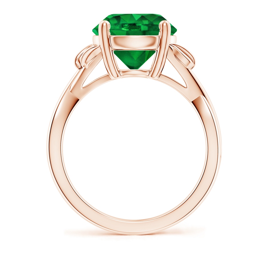 10mm AAAA Nature Inspired Emerald Crossover Ring with Leaf Motifs in Rose Gold side 199