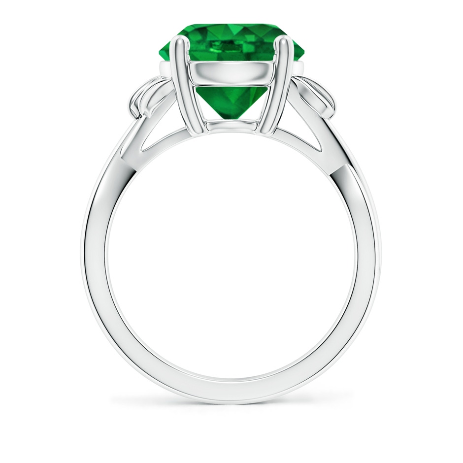 10mm AAAA Nature Inspired Emerald Crossover Ring with Leaf Motifs in White Gold side 199